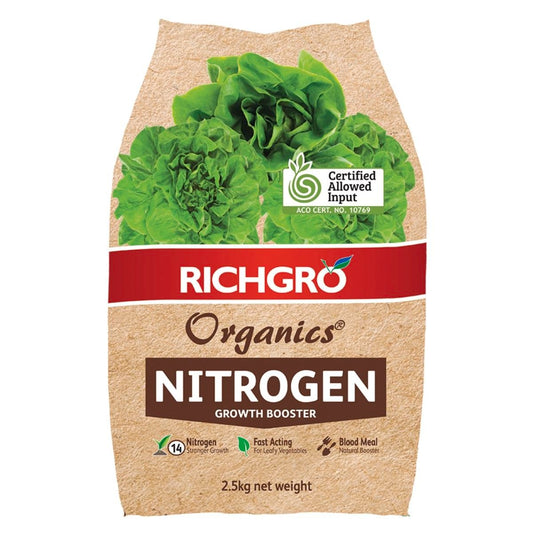 Richgro Organics Nitrogen Growth Booster - 2.5kg - Blood and Feather Meal - Fast Acting - Auzzistore