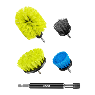 Ryobi 5 Piece Drill Brush Set - 285mm x 90mm x 218mm - Versatile Cleaning Tools
