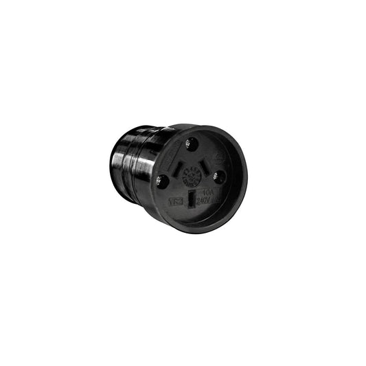 HPM 10A Black Rewirable Rubber Socket - Durable 3-Pin - 50mm x 70mm - Auzzistore