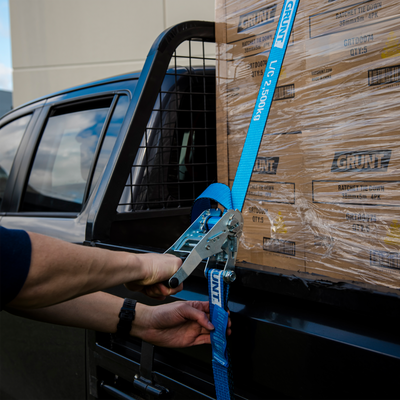 Grunt Ratchet Tie Down 50mm x 9m Polyester Secure Load 2500kg