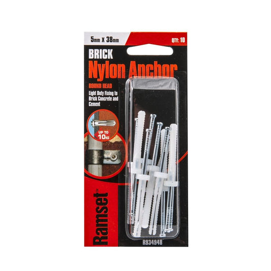 Ramset Nylon Anchor 5 x 38mm 10 Pack Easy Install Durable - Auzzistore