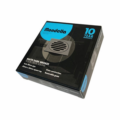 Mondella 80mm Square Floor Grate - Dark Bronze - Brass - Removable Grate