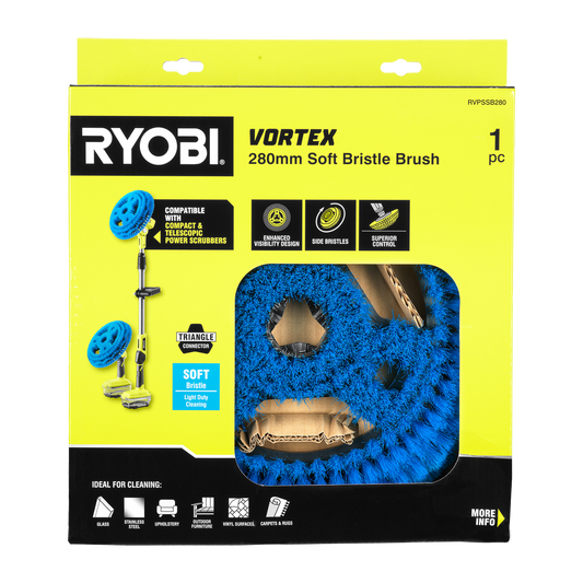 Ryobi 280mm Soft Bristle Power Scrubber Brush - Light Duty Cleaning Tool – view 2