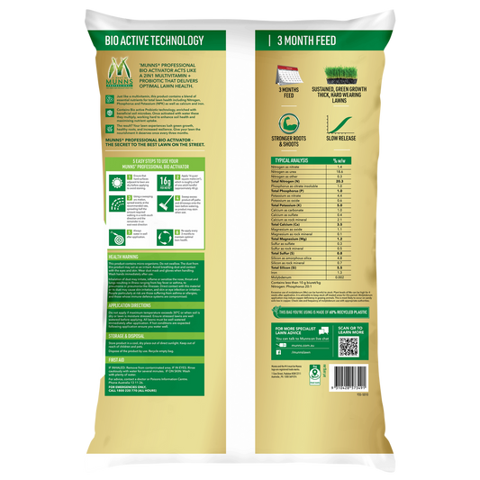Munns Professional Bio Activator Lawn Fertiliser - 8kg Granular - 500m² Coverage - Promotes Strong Roots – view 2 - Auzzistore