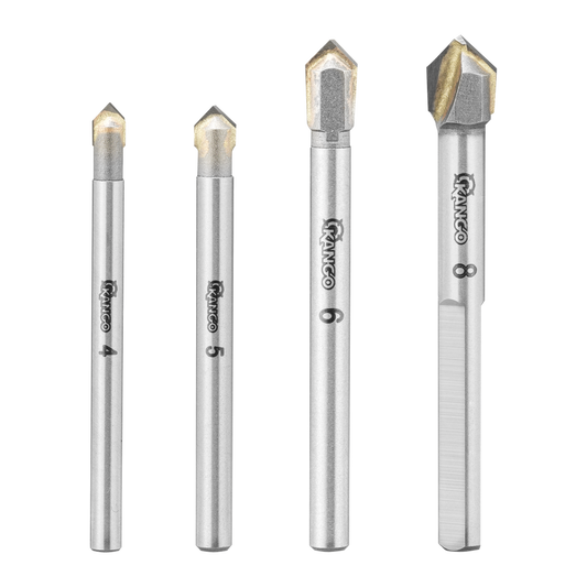 Kango 4pc Glass Tile Drill Bit Set - 4mm 5mm 6mm 8mm - Carbide Heads - Precision Drilling – view 2 - Auzzistore