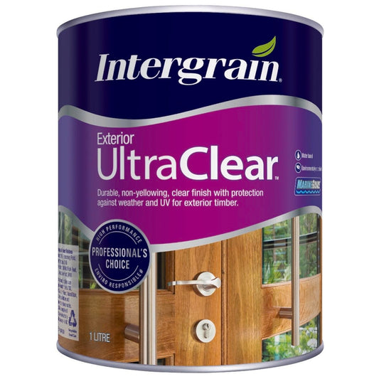 Intergrain Ultraclear Gloss 1L Exterior Timber Varnish Water Based UV Protection - Auzzistore