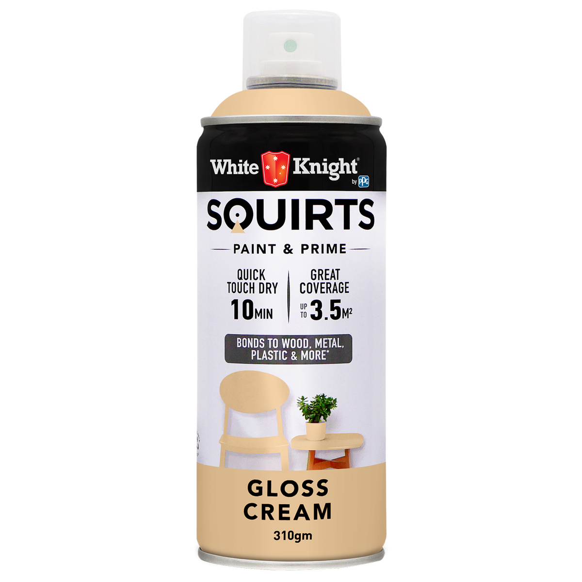 White Knight Squirts Cream Gloss Spray Paint 310g Quick-Dry Durable