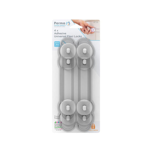 Perma Child Safety 18cm Adhesive Flexi Locks 4 Pack - Plastic - Childproof