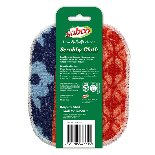 Sabco Scrubby Cloth - Resin Coated Cotton - 120mm x 150mm - Non-Abrasive Cleaning – view 2