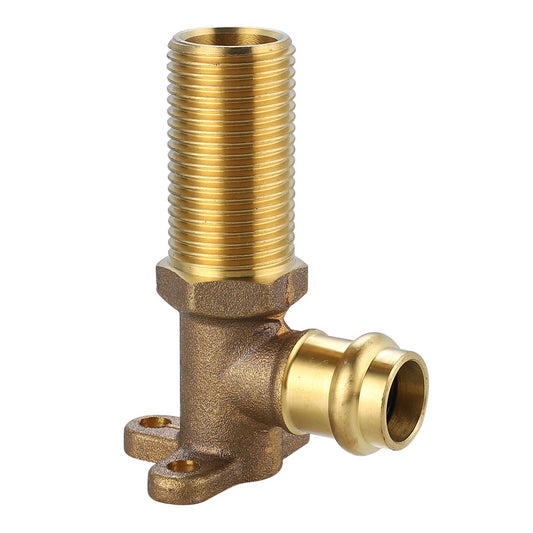 Smartex Press Male Back Plate Elbow - 15 x 15mm - Brass - Flame-Free Installation - Auzzistore