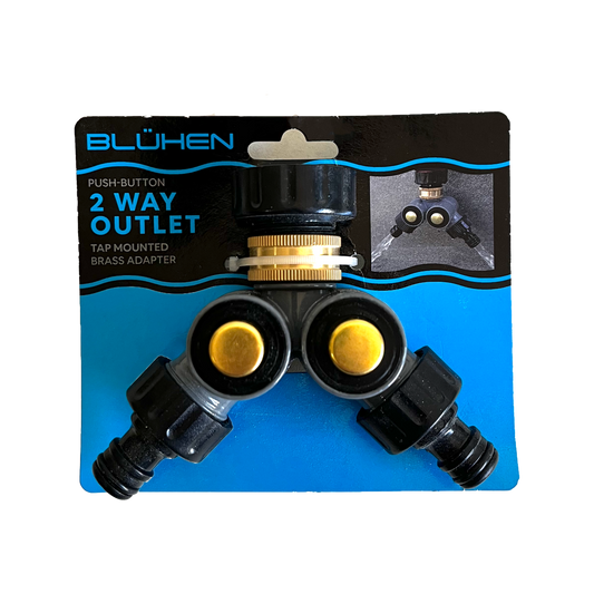Bluhen 2 Way Outlet Tap Adaptor - 25mm - Heavy-Duty Brass - Adjustable – view 2 - Auzzistore