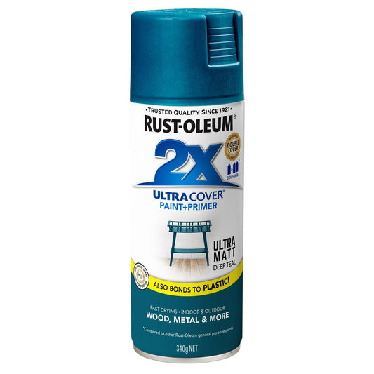 Rust-Oleum 2X Ultra Cover - 340g - Spray Paint - Deep Teal - Matte Finish - Auzzistore