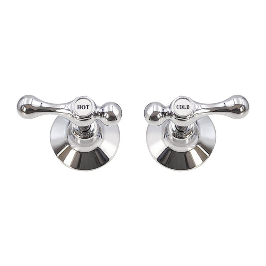 Shaw Mason Chrome 1/4 Turn Lever Wall Top Assembly Pair - 77mm x 65mm x 117mm - Easy Installation - Smooth Operation - Auzzistore