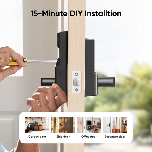 Eufy Black Security Smart Lever Lock c33 - Fingerprint Keyless Door Lock - 154mm x 184mm x 130mm - Auto-Lock - Wi-Fi Enabled - Waterproof – view 2 - Auzzistore