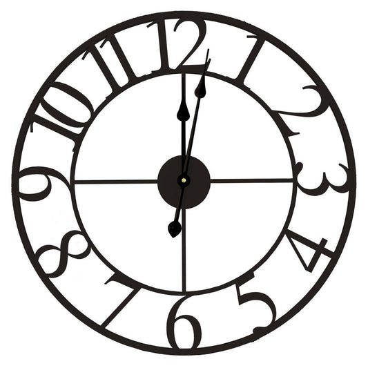 Tempus Metal Wall Clock - Classic Black - 60cm - Indoor/Outdoor Use - Auzzistore