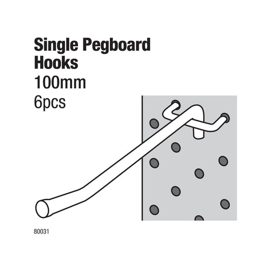 Everhang 100mm Pegboard Hooks 6 Pack - Silver - Zinc – view 2