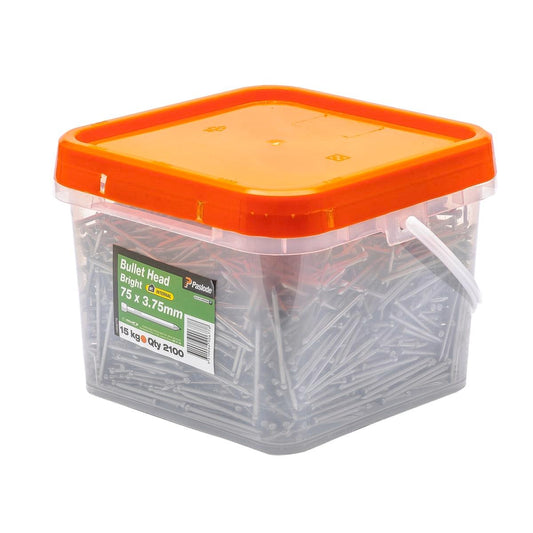 Paslode Bullet Head Nails 75mm Bright Steel 15kg Pack 2100 Count - Auzzistore