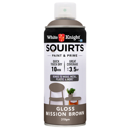 White Knight Squirts Spray Paint - 310g - Mission Brown - Gloss - Solvent Based - Auzzistore