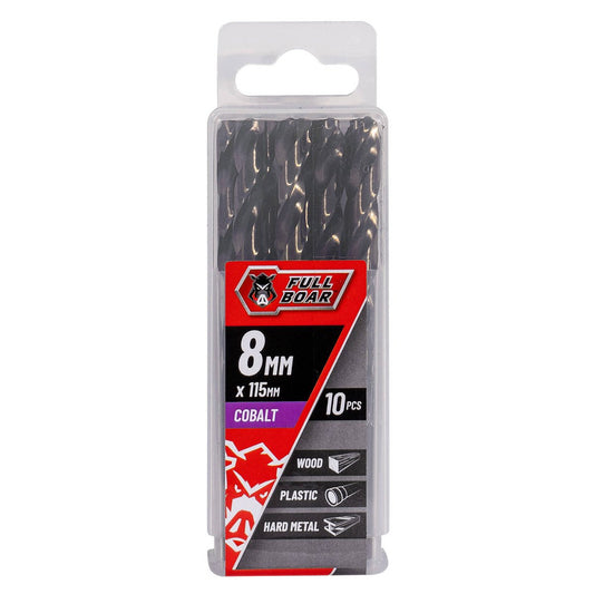 Full Boar 8mm Cobalt Drill Bit - 10 Piece Set - Precision Cutting - Auzzistore