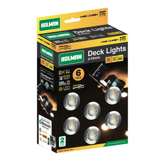 Holman 45mm Warm White Deck Light 6 Pack Stainless Steel Waterproof – view 2 - Auzzistore