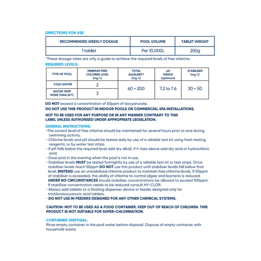 Hy Clor 4kg Multi Swimming Pool Tablets - Chlorine - Trichloroisocyanuric Acid - Long Lasting Protection – view 2 - Auzzistore