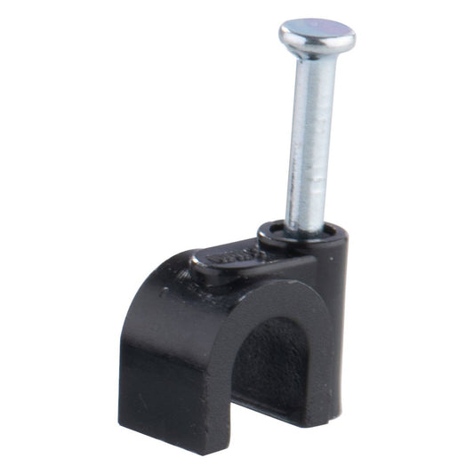 Deta 6mm Black Round Cable Clips - 20 Pack - Durable Plastic
