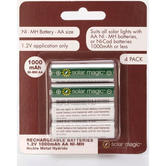 Solar Magic AA 1000mAh NiMH Rechargeable Batteries 4 Pack