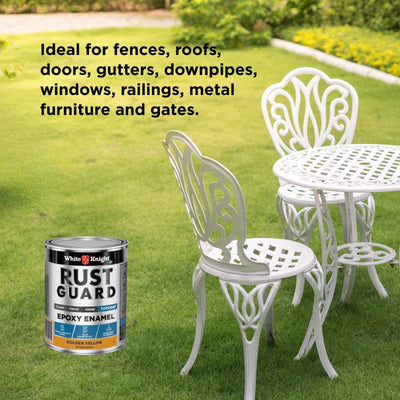 White Knight Rust Guard Epoxy Enamel Paint 1L Golden Yellow - UV-Resistant, Durable