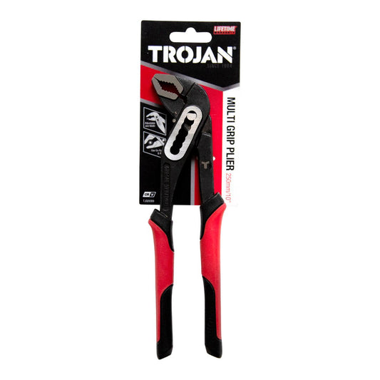 Trojan 250mm Multigrip Plier - Chrome Vanadium Steel - Red and Black - Auzzistore