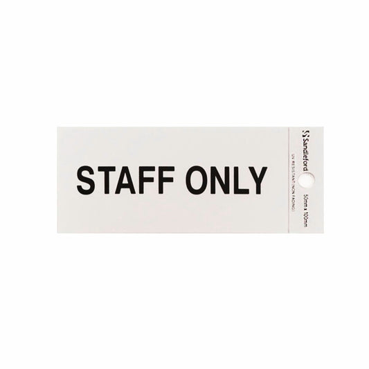 Sandleford Staff Only Sign - 100 x 50mm - Silver - Self Adhesive - Auzzistore