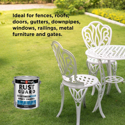 White Knight Rust Guard 4L Black Gloss Epoxy Enamel Paint - UV-Resistant, Durable