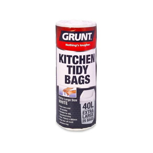 Grunt Kitchen Tidy Bags - 40L - High Density Polyethylene - Easy Tie Handles - 25 Pack