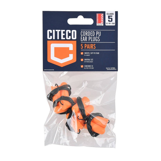 Citeco Class 5 PU Corded Ear Plugs 5 Pack - Reusable Silicone - 24dB Noise Reduction - 90mm x 135mm – view 2