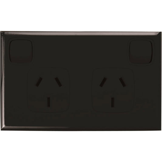 Hpm Excel Double Powerpoint - Matt Black - 73mm x 117mm - Durable ABS - Auzzistore