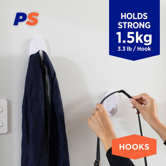 Permastik Large White Vogue Hooks 3 Pack - 110mm x 225mm - Holds 1.5kg – view 2