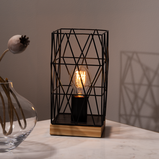 Verve Design Black Zavier Table Lamp - Modern - Metal/Wood - 40W