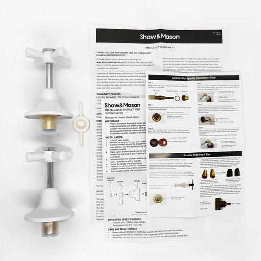 Shaw Mason White Wall Top Assembly Pair - 1/2 Turn - Easy Clean - 167mm x 67mm x 117mm – view 2 - Auzzistore