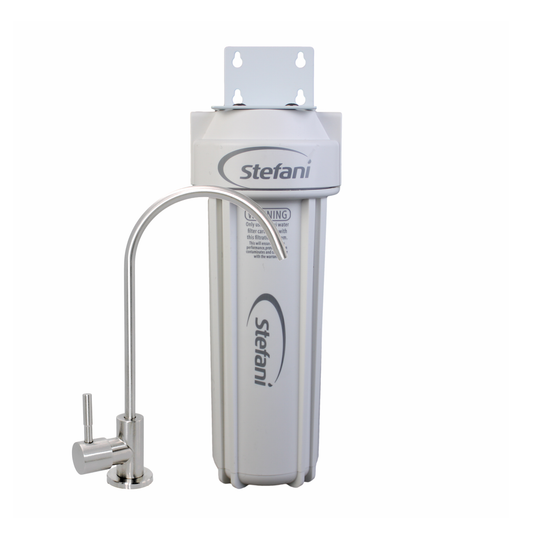 Stefani Single Stage Undersink Water Filtration System - Lead Free - 1L - White - Compact Design
