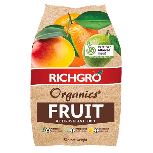 Richgro Organics Fruit and Citrus Plant Food - 5kg - Organic Materials - Boost Growth - Auzzistore
