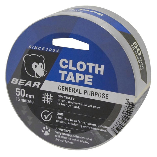 Norton Bear Silver Cloth Tape - 50mm x 15m - Strong Flexible Adhesive - Auzzistore