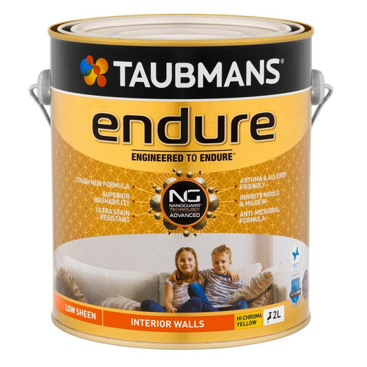 Taubmans Endure Interior Walls Paint 2L Low Sheen Hi-C Yellow - Auzzistore