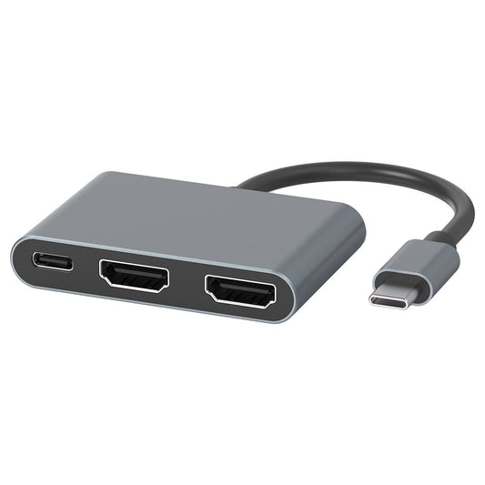 Antsig 3 in 1 USB-C to HDMI Adapter - Dual 4K UHD - Grey - 100W Charging