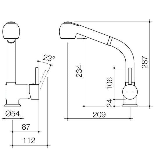 Caroma Cardinal II Sink Mixer - Lead Free Brass - 87mm x 287mm x 209mm - Polished Chrome - Retractable Hose - Two Spray Options – view 2