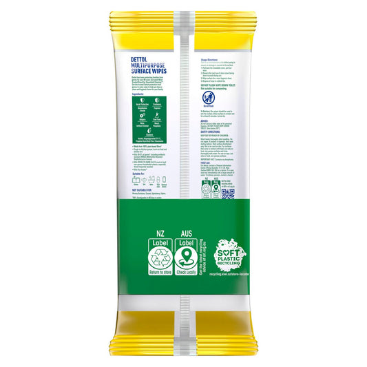 Dettol Lemon Lime Burst Multi Purpose Wipes 300 Pack - 120mm x 205mm - Kills 99.9% Germs – view 2 - Auzzistore