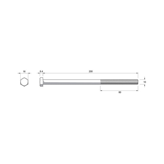 Zenith M10 x 200mm Zinc Plated Hex Head Bolts and Nuts - 2 Pack - Durable Fastening – view 2 - Auzzistore