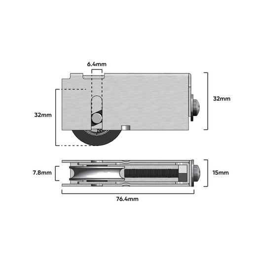 Rolltrak Adjustable Carriage - 76mm - Stainless Steel - Heavy Duty – view 2 - Auzzistore
