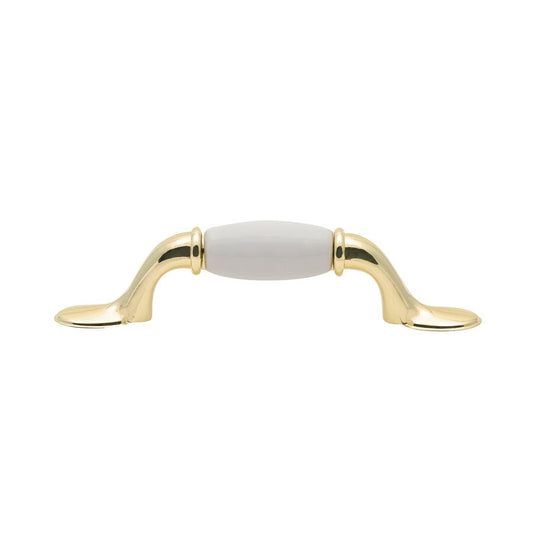 Prestige Handle - 76mm White Ceramic Gold Plated - Zinc Alloy - Easy Install