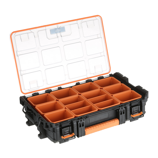 AEG QuickStack Clear Top Organiser - 10 Compartments - 560mm x 345mm x 125mm - Auzzistore