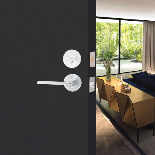Lemaar Satin Chrome Orba Entrance Set - 65mm - C4 Cylinder - Zinc – view 2 - Auzzistore