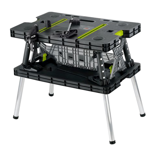 Ryobi Folding Table with Two Clamps - 850mm x 550mm x 755mm - Plastic - Auzzistore